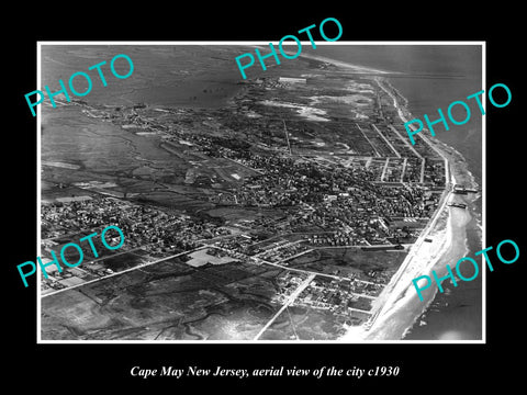 OLD LARGE HISTORIC PHOTO OF CAPE MAY NEW JERSEY, AERIAL VIEW OF THE CITY c1930 2