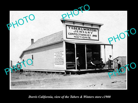 OLD LARGE HISTORIC PHOTO OF DORRIS CALIFORNIA, THE TABERS & WINTERS STORE c1900