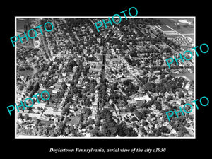 OLD LARGE HISTORIC PHOTO OF DOYLESTOWN PENNSYLVANIA, AERIAL VIEW OF CITY c1930