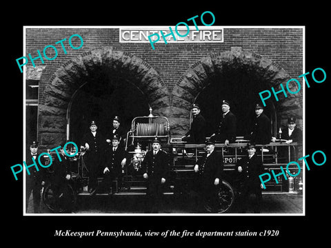 OLD LARGE HISTORIC PHOTO OF McKEESPORT PENNSYLVANIA, THE FIRE STATION c1920