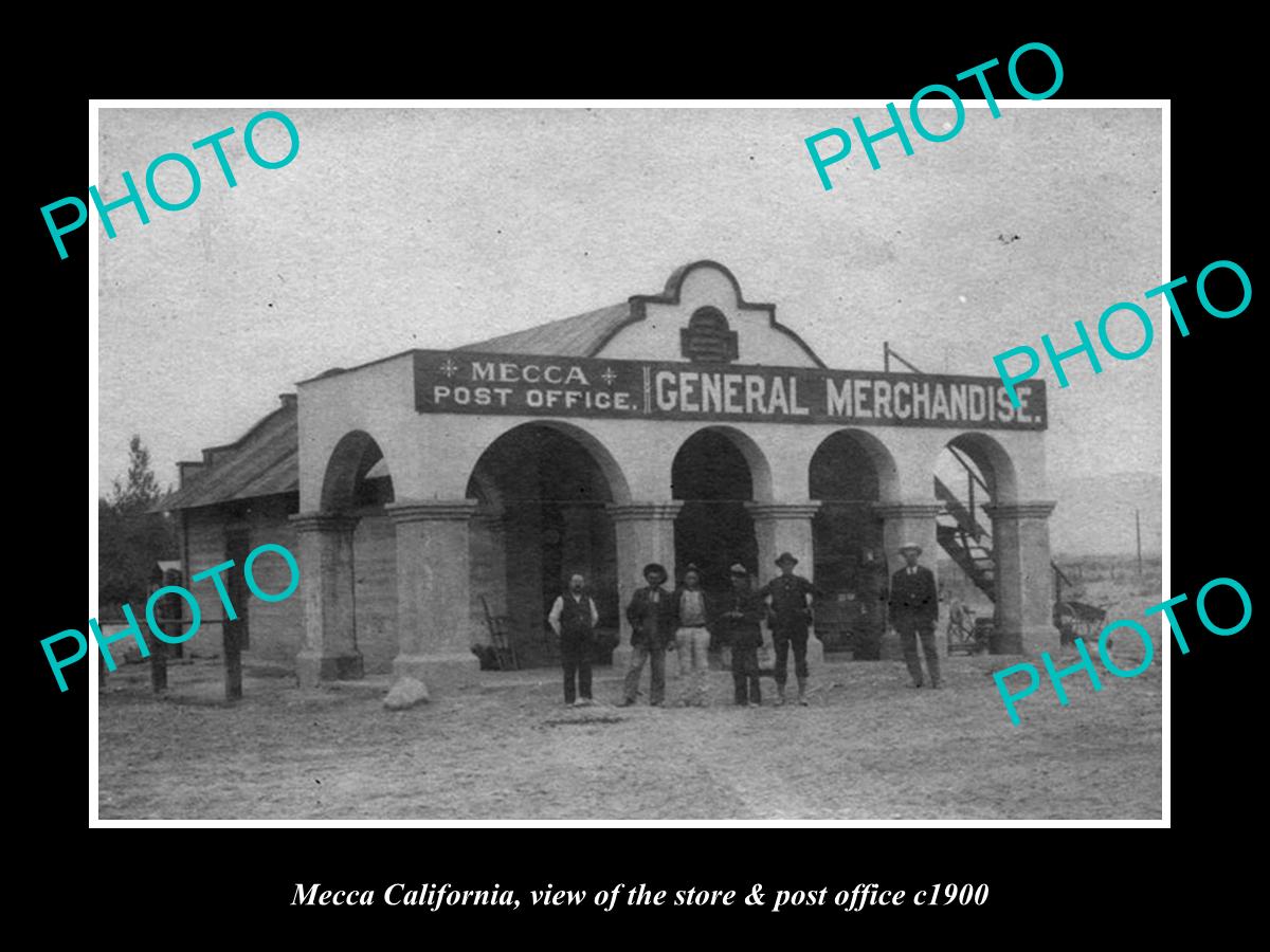 OLD LARGE HISTORIC PHOTO OF MECCA CALIFORNIA, THE STORE & POST OFFICE c1900