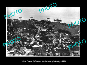 OLD LARGE HISTORIC PHOTO OF NEW CASTLE DELAWARE, AERIAL VIEW OF CITY c1930 1