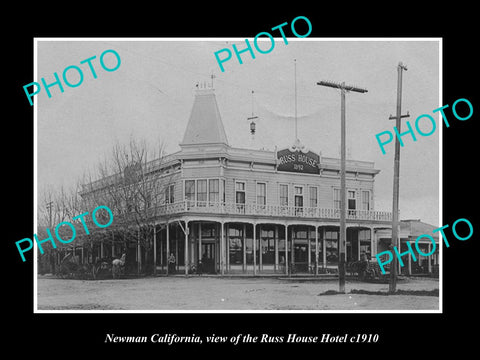 OLD LARGE HISTORIC PHOTO OF NEWMAN CALIFORNIA, THE RUSS HOUSE HOTEL c1910