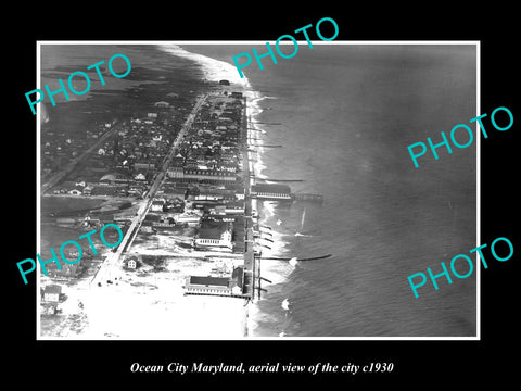 OLD LARGE HISTORIC PHOTO OF OCEAN CITY MARYLAND, AERIAL VIEW OF CITY c1930 2