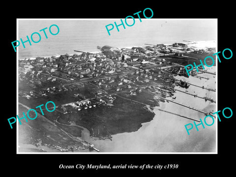 OLD LARGE HISTORIC PHOTO OF OCEAN CITY MARYLAND, AERIAL VIEW OF CITY c1930 3