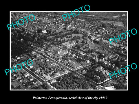 OLD LARGE HISTORIC PHOTO OF PALMERTON PENNSYLVANIA, AERIAL VIEW OF CITY c1930