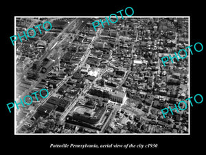 OLD LARGE HISTORIC PHOTO OF POTTSVILLE PENNSYLVANIA, AERIAL VIEW OF CITY c1930