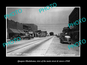 OLD LARGE HISTORIC PHOTO OF QUAPAW OKLAHOMA, THE MAIN ST & STORES c1940