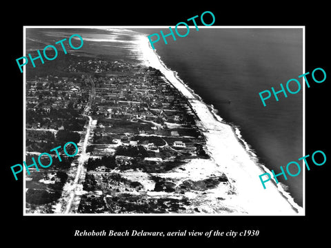 OLD LARGE HISTORIC PHOTO OF REHOBOTH BEACH DELAWARE, AERIAL VIEW OF CITY c1930 2