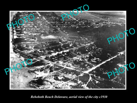 OLD LARGE HISTORIC PHOTO OF REHOBOTH BEACH DELAWARE, AERIAL VIEW OF CITY c1930 3