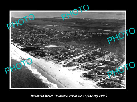 OLD LARGE HISTORIC PHOTO OF REHOBOTH BEACH DELAWARE, AERIAL VIEW OF CITY c1930 4