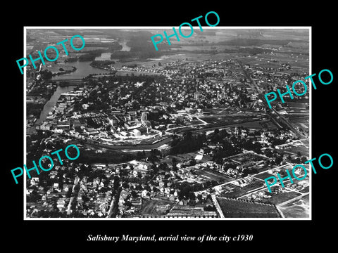 OLD LARGE HISTORIC PHOTO OF SALISBURY MARYLAND, AERIAL VIEW OF CITY c1930 2