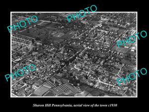 OLD LARGE HISTORIC PHOTO OF SHARON HILL PENNSYLVANIA, AERIAL VIEW OF CITY c1930