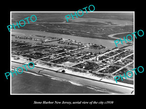 OLD LARGE HISTORIC PHOTO OF STONE HARBOR NEW JERSEY, AERIAL VIEW OF CITY c1930 2