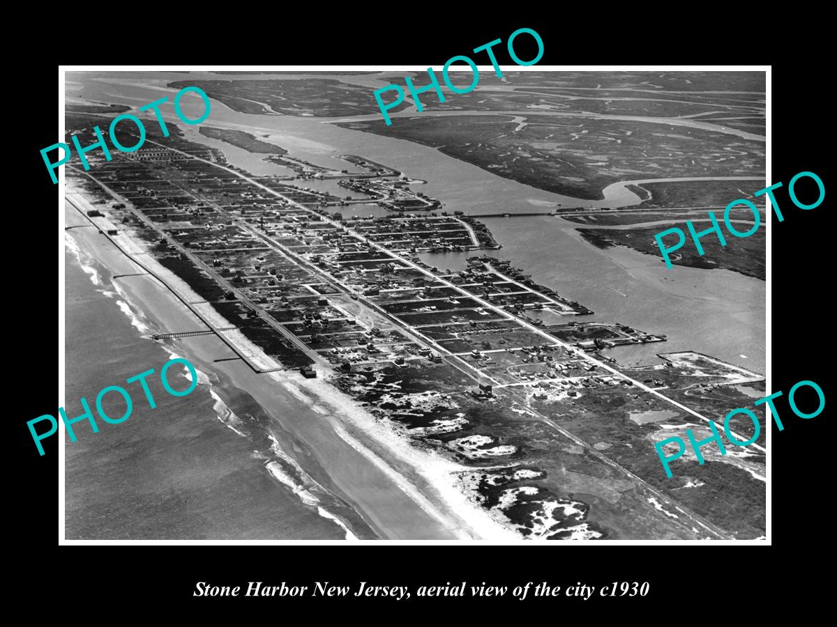 OLD LARGE HISTORIC PHOTO OF STONE HARBOR NEW JERSEY, AERIAL VIEW OF CITY c1930 3