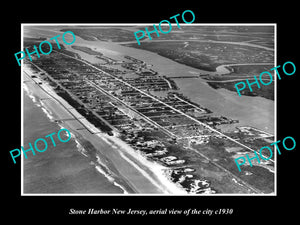 OLD LARGE HISTORIC PHOTO OF STONE HARBOR NEW JERSEY, AERIAL VIEW OF CITY c1930 3