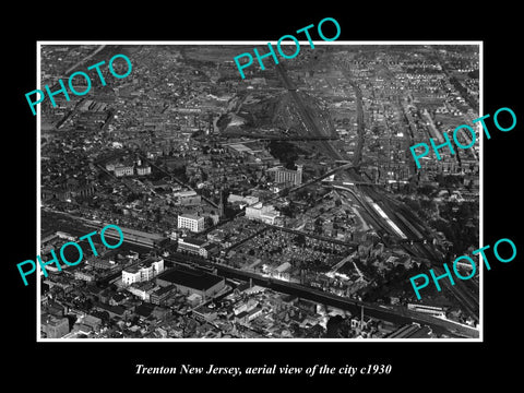 OLD LARGE HISTORIC PHOTO OF TRENTON NEW JERSEY, AERIAL VIEW OF CITY c1930 2