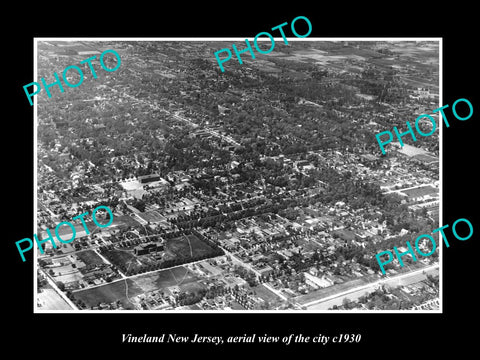 OLD LARGE HISTORIC PHOTO OF VINELAND NEW JERSEY, AERIAL VIEW OF CITY c1930