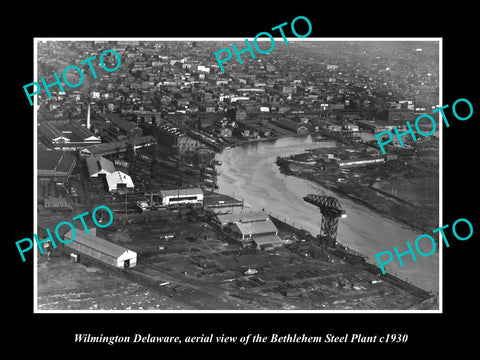 OLD LARGE HISTORIC PHOTO OF WILMINGTON DELAWARE, AERIAL VIEW OF STEEL PANT c1930