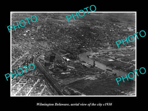 OLD LARGE HISTORIC PHOTO OF WILMINGTON DELAWARE, AERIAL VIEW OF THE CITY c1930 2