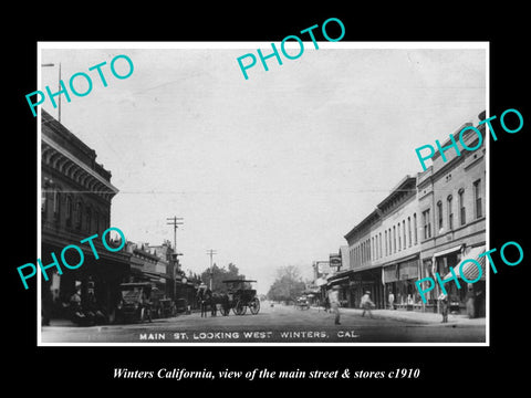 OLD LARGE HISTORIC PHOTO OF WINTERS CALIFORNIA, THE MAIN STREET & STORES c1910