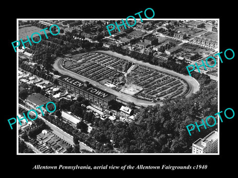 OLD LARGE HISTORIC PHOTO OF ALLENTOWN PENNSYLVANIA, AERIAL OF FAIRGROUNDS c1940