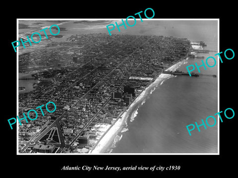 OLD LARGE HISTORIC PHOTO OF ATLANTIC CITY NEW JERSEY, AERIAL VIEW OF CITY 1930 1