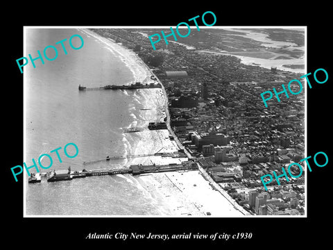 OLD LARGE HISTORIC PHOTO OF ATLANTIC CITY NEW JERSEY, AERIAL VIEW OF CITY 1930 2