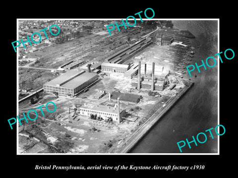 OLD LARGE HISTORIC PHOTO OF BRISTOL PENNSYLVANIA, AERIAL VIEW KEYSTONE Co c1930