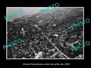 OLD LARGE HISTORIC PHOTO OF CHESTER PENNSYLVANIA, AERIAL VIEW OF THE CITY c1930