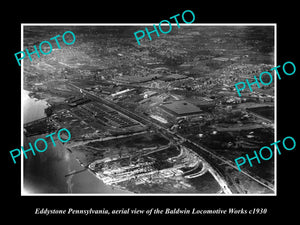 OLD LARGE HISTORIC PHOTO OF EDDYTONE PENNSYLVANIA AERIAL VIEW BALDWIN WORKS 1930