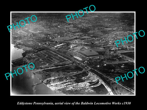 OLD LARGE HISTORIC PHOTO OF EDDYTONE PENNSYLVANIA AERIAL VIEW BALDWIN WORKS 1930