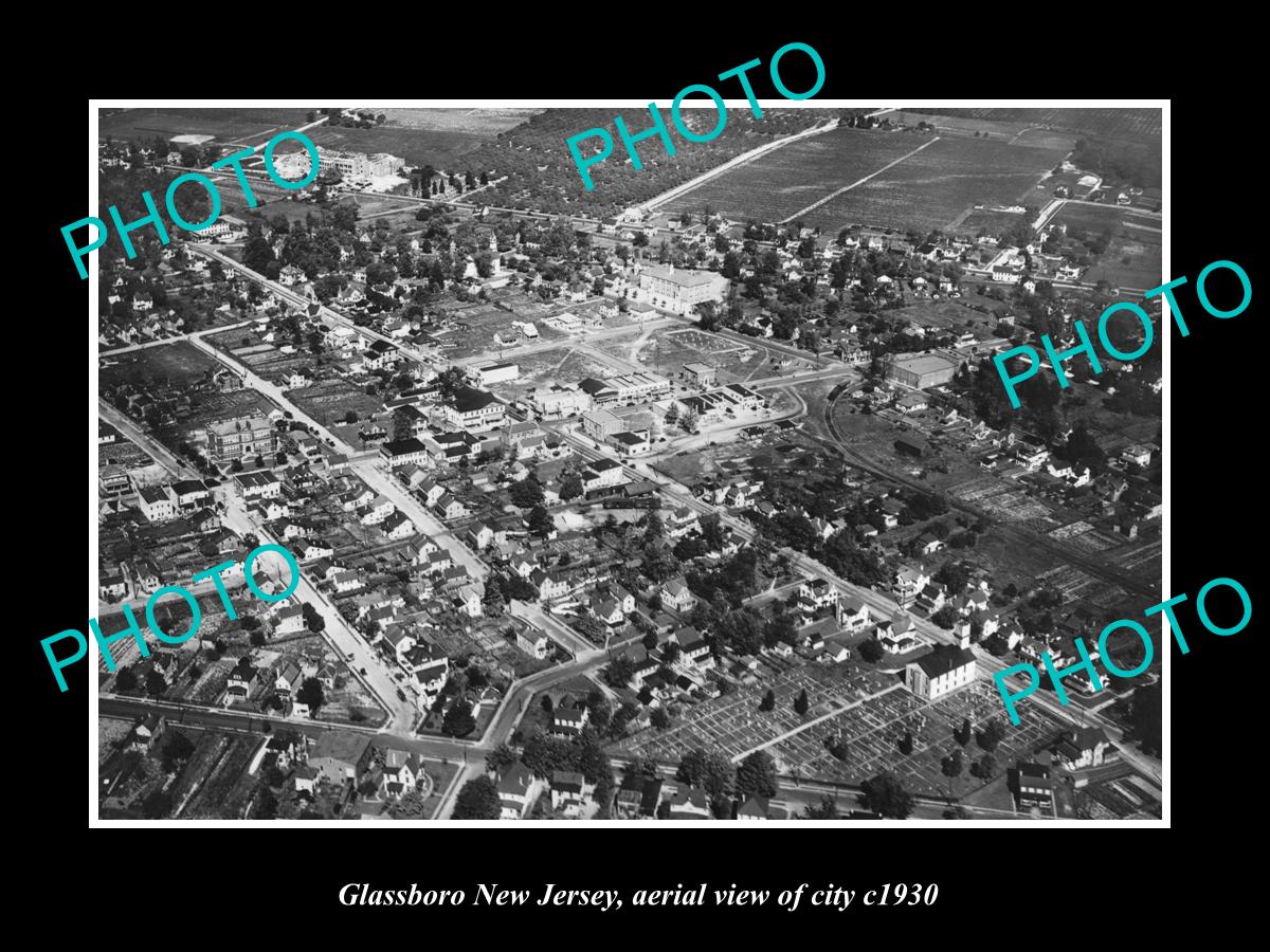 OLD LARGE HISTORIC PHOTO OF GLASSBORO NEW JERSEY, AERIAL VIEW OF THE CITY c1930