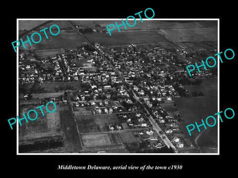 OLD LARGE HISTORIC PHOTO OF MIDDLETOWN DELAWARE, AERIAL VIEW OF THE TOWN c1930