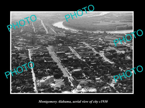 OLD LARGE HISTORIC PHOTO OF MONTGOMERY ALABAMA, AERIAL VIEW OF THE CITY c1930