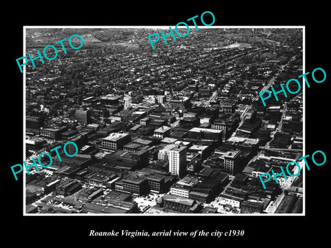 OLD LARGE HISTORIC PHOTO OF ROANOKE VIRGINIA, AERIAL VIEW OF THE CITY c1930 2