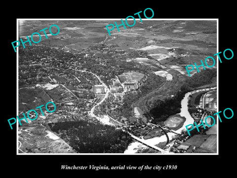 OLD LARGE HISTORIC PHOTO OF WINCHESTER VIRGINIA, AERIAL VIEW OF THE CITY c1930