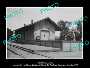 OLD LARGE HISTORIC PHOTO ALLENFARM TEXAS, THE SANTA FE RAILROAD DEPOT c1930