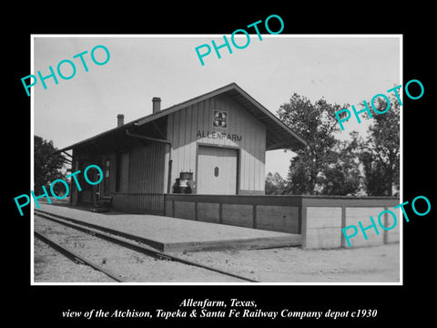 OLD LARGE HISTORIC PHOTO ALLENFARM TEXAS, THE SANTA FE RAILROAD DEPOT c1930