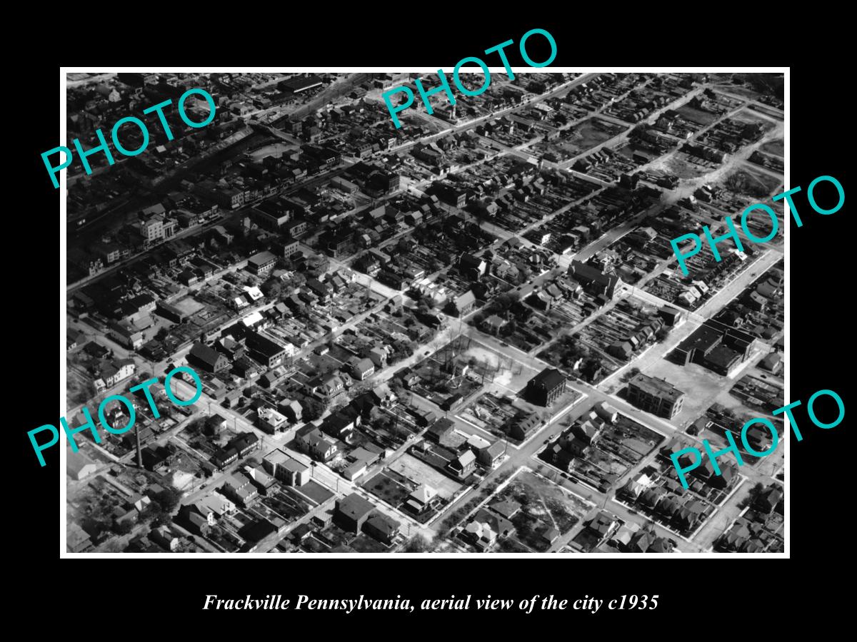 OLD LARGE HISTORIC PHOTO OF FRACKVILLE PENNSYLVANIA, AERIAL VIEW OF CITY c1935