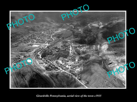 OLD LARGE HISTORIC PHOTO OF GIRARDVILLE PENNSYLVANIA, AERIAL VIEW OF CITY c1935