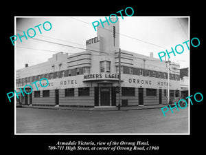 OLD LARGE HISTORIC PHOTO ARMADALE VICTORIA, VIEW OF THE ORRONG HOTEL c1960