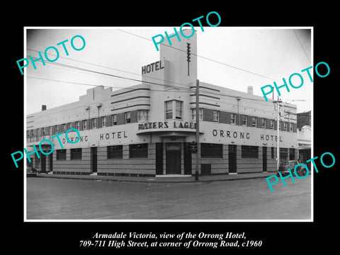 OLD LARGE HISTORIC PHOTO ARMADALE VICTORIA, VIEW OF THE ORRONG HOTEL c1960