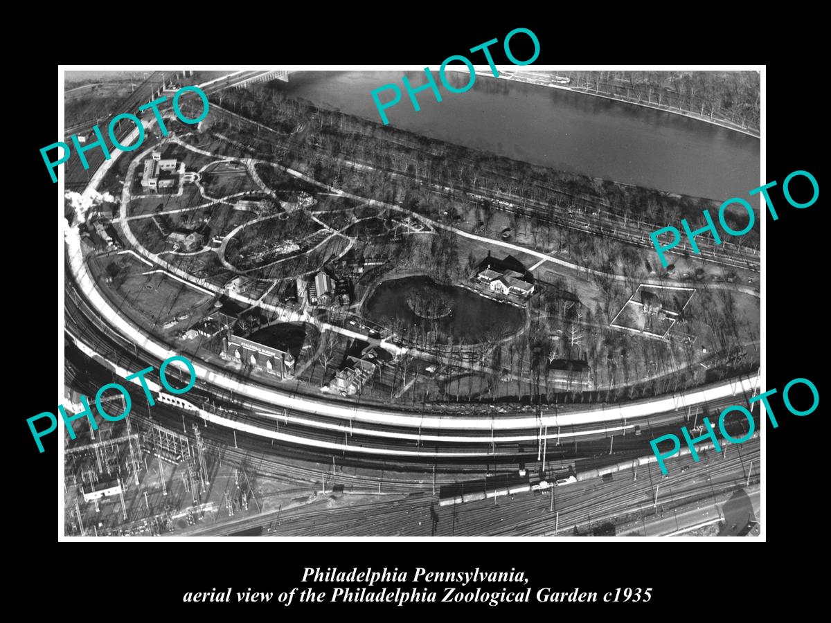 OLD LARGE HISTORIC PHOTO OF PHILADELPHIA PENNSYLVANIA, AERIAL VIEW OF ZOO c1935