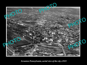 OLD LARGE HISTORIC PHOTO OF SCRANTON PENNSYLVANIA, AERIAL VIEW OF CITY c1935 1