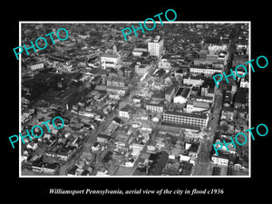 OLD LARGE HISTORIC PHOTO OF WILLIAMSPORT PENNSYLVANIA, THE CITY IN FLOOD c1936 1