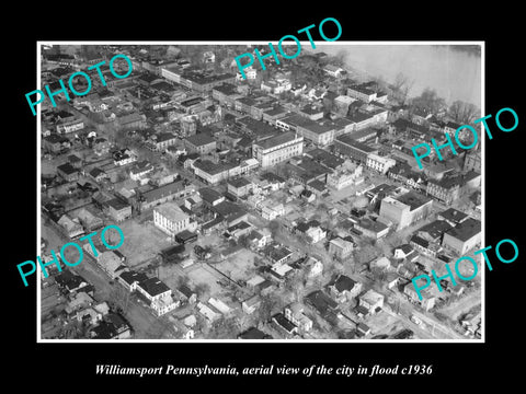 OLD LARGE HISTORIC PHOTO OF WILLIAMSPORT PENNSYLVANIA, THE CITY IN FLOOD c1936 2