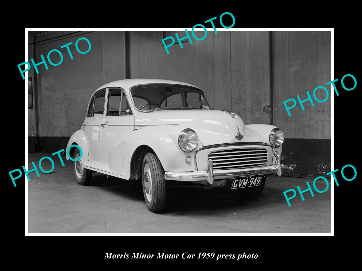 OLD LARGE HISTORIC PHOTO OF 1959 MORRIS MINOR CAR PRESS PHOTO