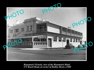 OLD LARGE HISTORIC PHOTO BEAUMARIS VICTORIA, VIEW OF THE BEAUMARIS HOTEL c1960