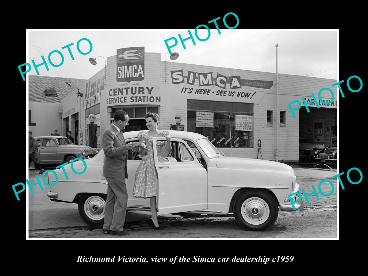 OLD LARGE HISTORIC PHOTO OF RICHMOND VICTORIA, THE SIMCA CAR DEALERSHIP 1959 1